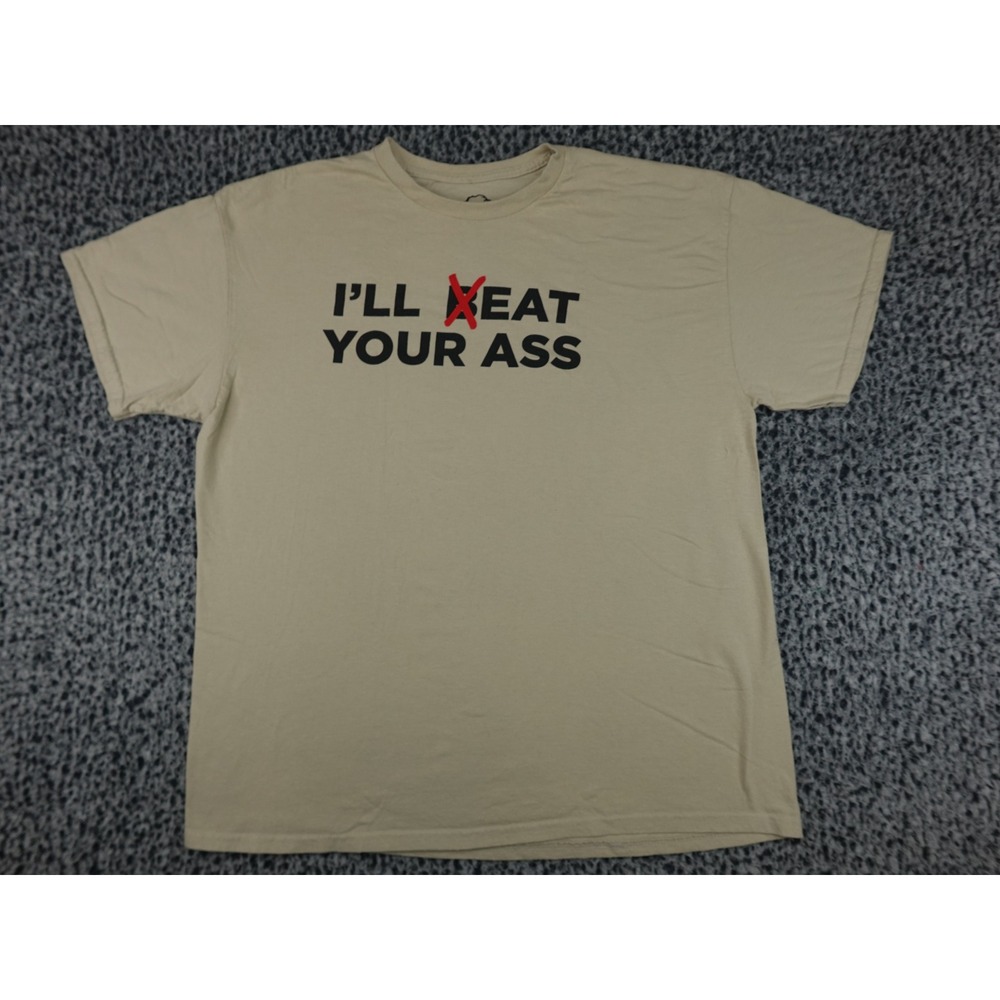 Danny Duncan T-Shirt Mens XL Tan‎ I'll Eat Your A$$ Graphic Tee Humor